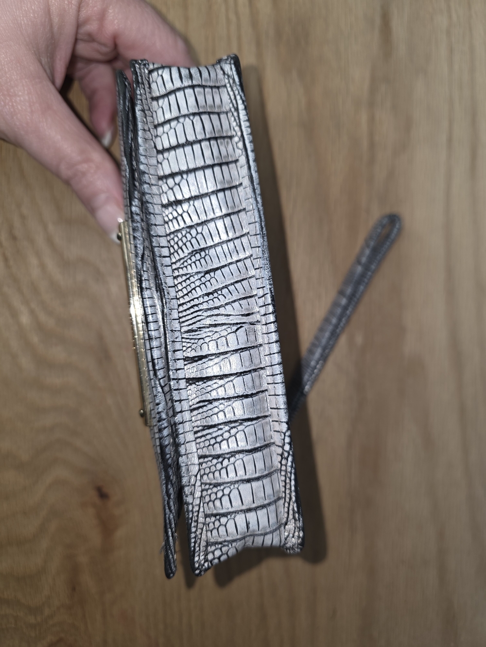 Brahmin Silver-Gray Embossed Wristlet Clutch - Picture 3 of 5